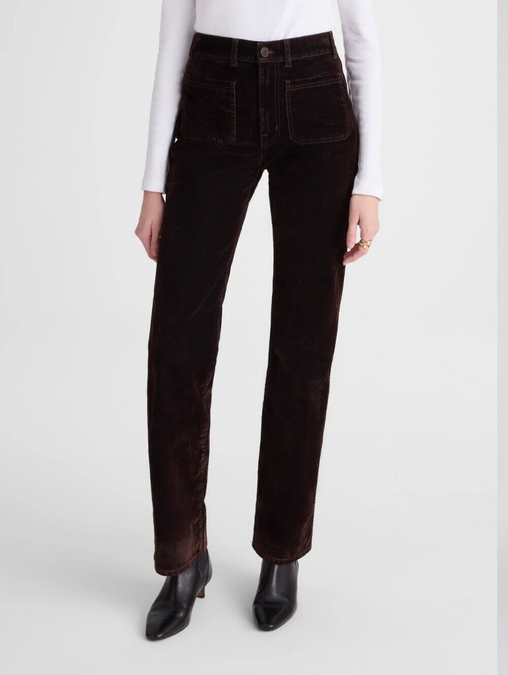 NWT Madewell Size 31 Brown Velvet Cleo Straight-Leg Jeans - Picture 3 of 8